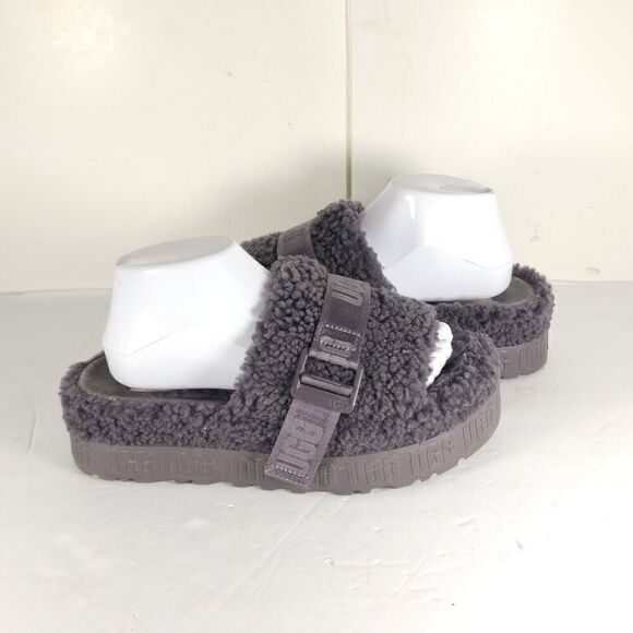 UGG Women's Fluffita US 8 Purple Sheepskin Platform Shearling Slide Slippers - Picture 9 of 16